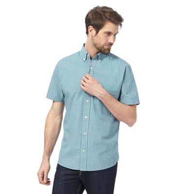 Light turquoise grid checked shirt